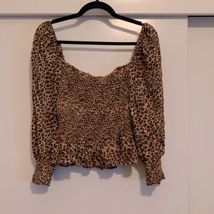 Leopard print smocked top